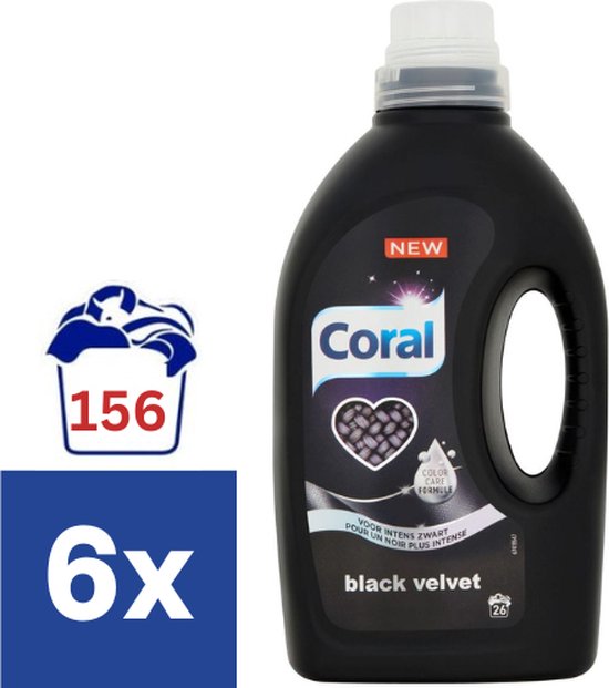 Coral - Lessive liquide pour linge noir - Black Velvet 6 x 26 Lavages -  Pack économique