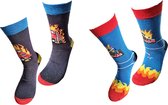 2 PAAR - Verjaardag cadeau - Brandweer sokken - vrolijke sokken - valentijn cadeau - aparte sokken - grappige sokken - leuke dames en heren sokken - moederdag - vaderdag - Socks waar je Happy van wordt - Maat 36-41