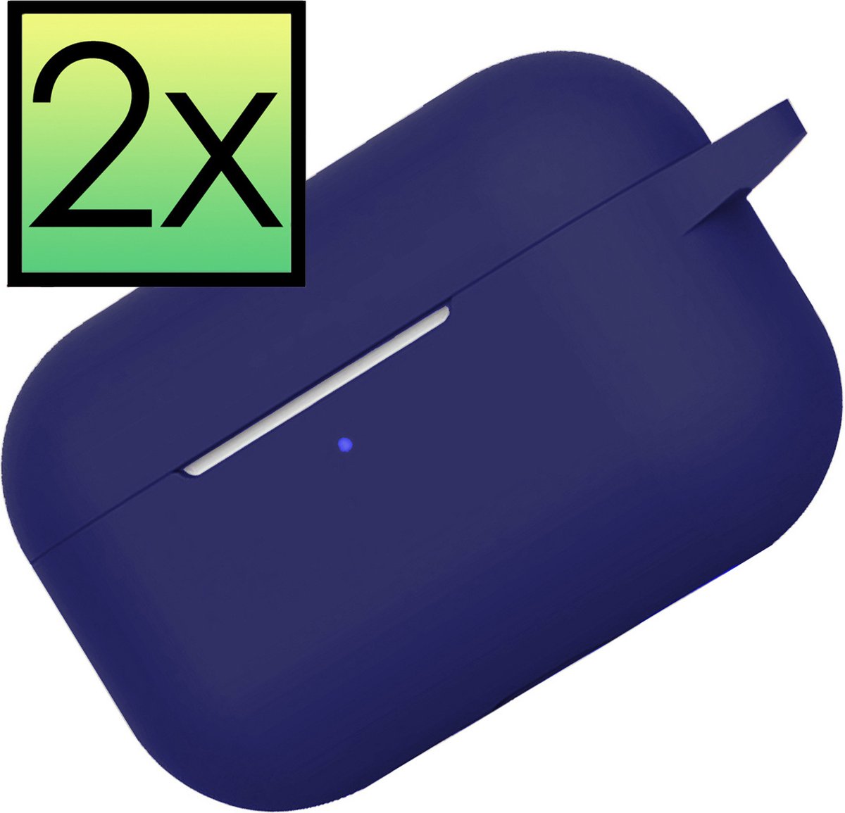 Hoes Geschikt voor AirPods Pro 2 Hoesje Cover Silicone Case Hoes - 2x - Donkerblauw