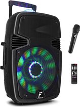 Bol.com Party speaker Bluetooth - Fenton FT12JB - 700 Watt - karaoke set volwassenenen - partybox met discolamp aanbieding