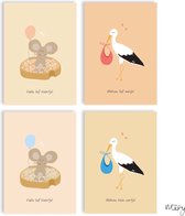 Cartes de vœux de naissance - Cartes simples 8 pièces (4x2) - Cartes de félicitations naissance avec enveloppes et autocollants de fermeture - Made by Mary