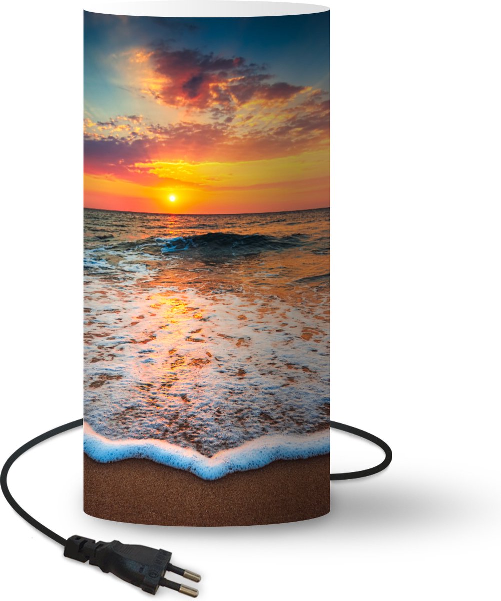 Lamp - Nachtlampje - Tafellamp slaapkamer - Strand - Zee - Zonsondergang - 54 cm hoog - Ø24.8 cm - Inclusief LED lamp