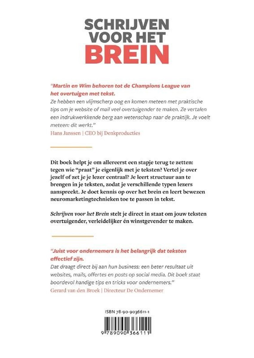 Schrijven voor het Brein - back cover