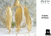 Bob Online ™ - 10 Stuks – Wit en Goud – Doe-het-zelf Veren – Veren – Ganzenveren – Geschilderd Veren – White & Gold DIY Feathers – Doe-het-zelf kerstversiering, ambachtelijke kleding, verjaardag, bruiloft enz. – Metallic Gold Feathers