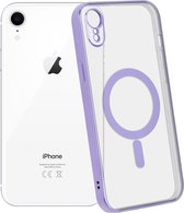 ShieldCase geschikt voor Apple iPhone Xr hoesje transparant Magneet metal coating - paars - Backcover hoesje magneet - Doorzichtig hoesje met oplaad functie