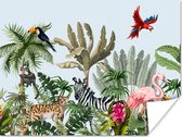 Poster Jungle - Flamingo - Singe - Garçons - Filles - Kids - 160x120 cm XXL - Poster Pépinière
