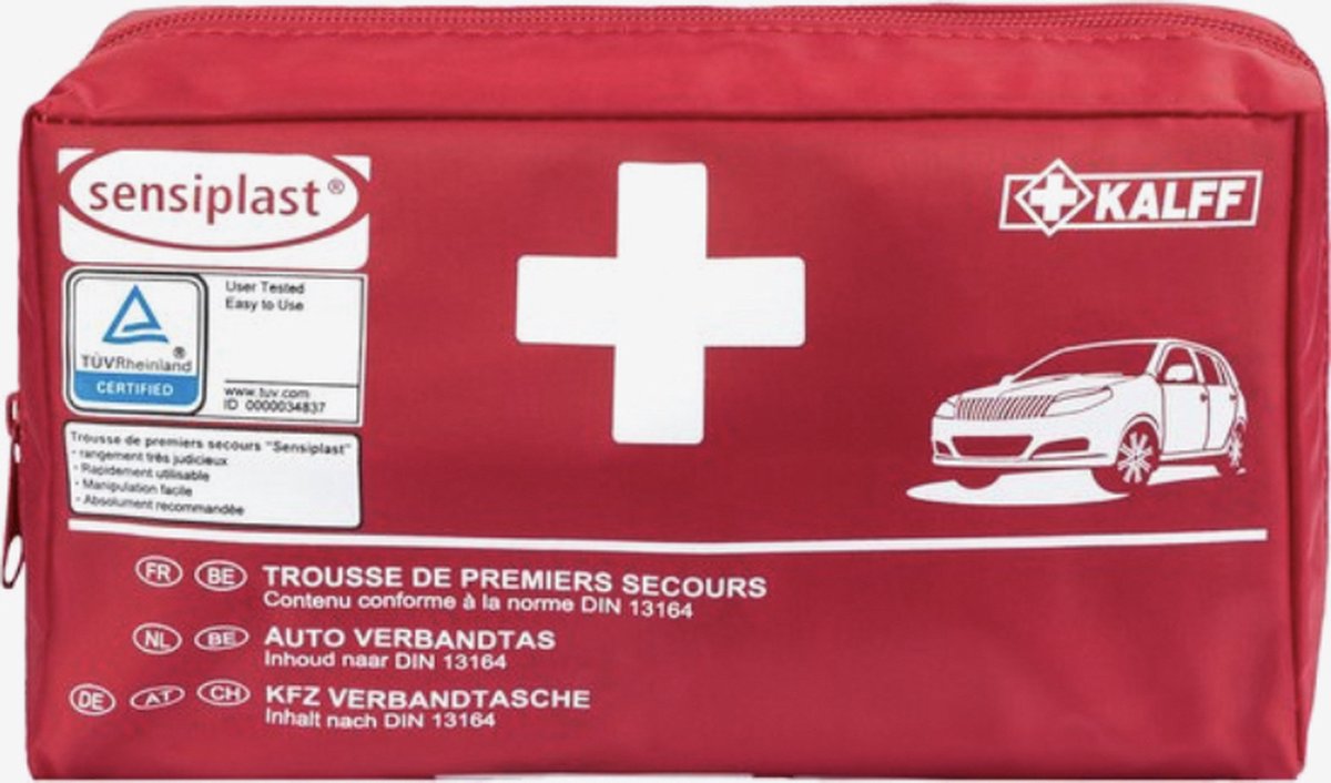 EHBO 44 delig reisset eerste hulp auto reis set SENSIPLAST verbandtas - autoverbandset - first aid kit tas - compact reiskit - EHBO doos - sensiplast