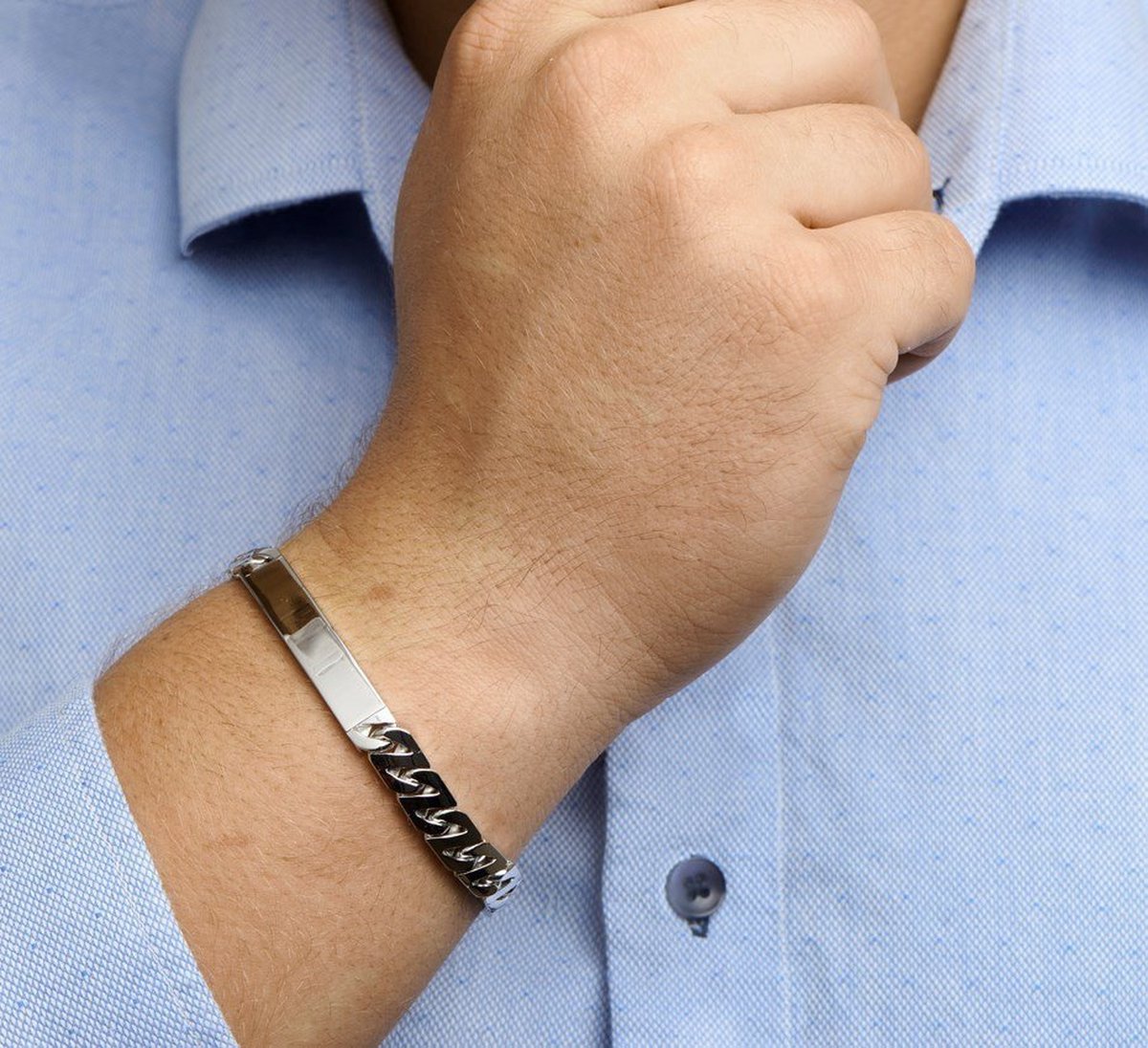 Zilver Gerhodineerde Graveerarmband gourmet plaat 8 mm 21 cm 1330180 21 cm