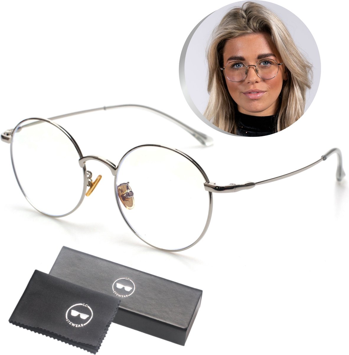 LC Eyewear Computerbril - Blauw Licht Bril - Blue Light Glasses - Beeldschermbril - Metaal - Unisex - Zilver