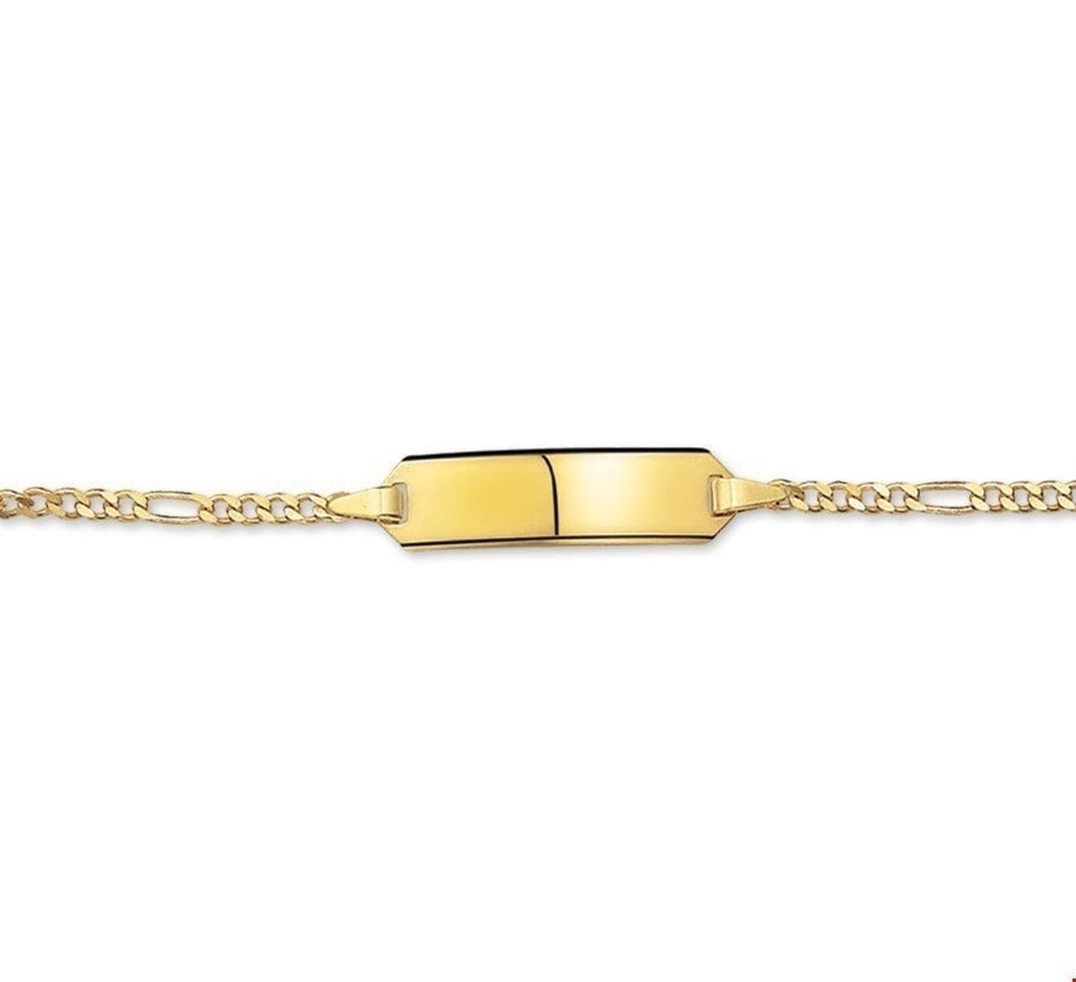 The Jewelry Collection Graveerarmband - Figaro Plaat 5,5 mm - Geelgoud (14 Krt.)