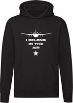 I belong in the air Hoodie | piloot | steward | stewardess | vliegtuig | vliegen | vakantie | unisex | trui | sweater | capuchon