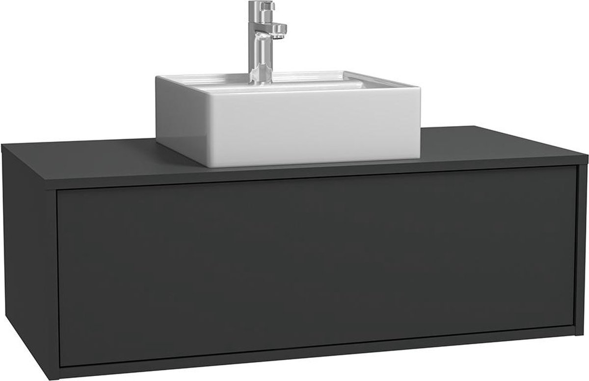 SHOWER DESIGN Hangend badkamermeubel met enkele wastafel - Grijs antraciet - TEANA L 94 cm x H 32 cm x D 47 cm