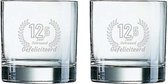 Gegraveerde set Whiskeyglazen 38cl Gefeliciteerd 12,5 jaar getrouwd