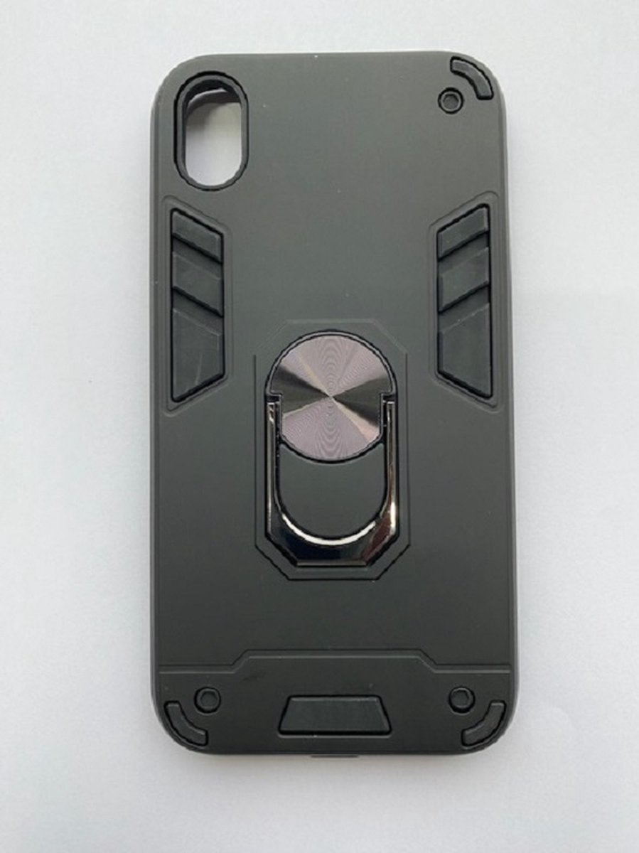 iPhone XR Kickstand Shockproof / Ati Shock / Magneet TPU zwart hoesje