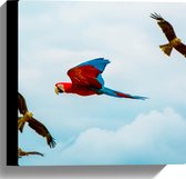 WallClassics - Canvas  - Vliegende Vogels Ara Papegaaien - 30x30 cm Foto op Canvas Schilderij (Wanddecoratie op Canvas)