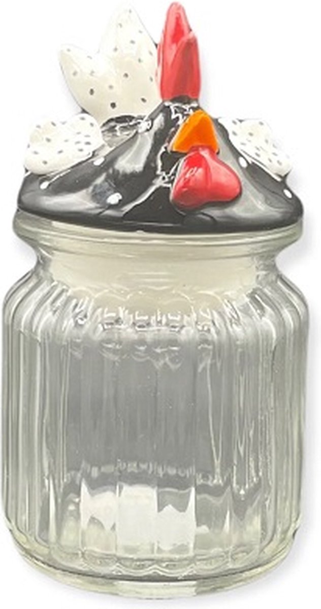 Wurm - Voorraadpot - Kip als deksel - Zwart - Glas/keramiek - Ø8x14cm