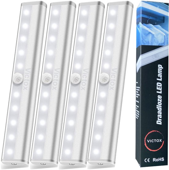 Victox Wireless Éclairage d'armoire' armoire LED - Éclairage de cuisine sans fil - Détecteur de mouvement - Lampe LED à économie d'énergie - Éclairage d'armoire - Fonctionne sur batterie (2PACK)