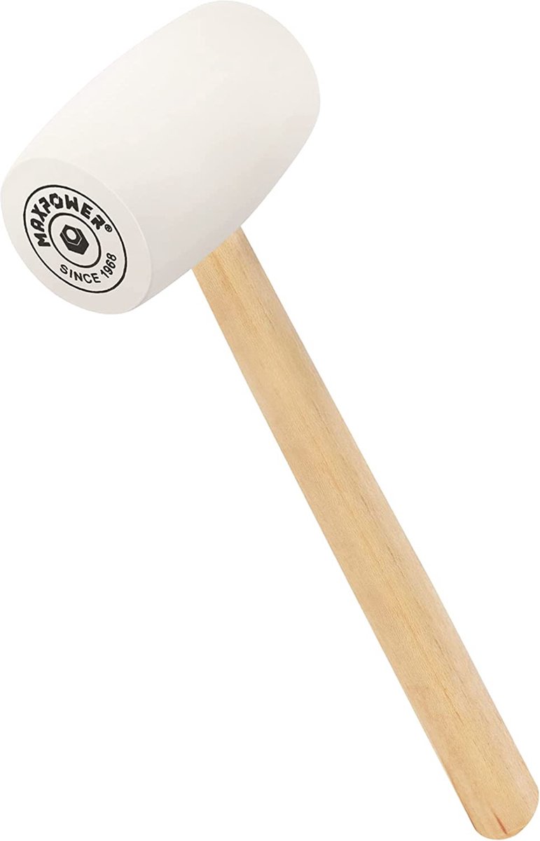 MAXPOWER Rubberen hamer met houten handvat (340 mm, 24 oz/680 g)