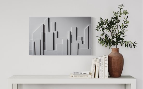3D Wall Art - Skyline (50x80) - Handgemaakt Reliëf Schilderij