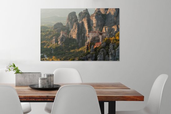 Lever du soleil aux monastères des Météores en Grèce Toile 60x40 cm - Tirage photo sur toile (Décoration murale salon / chambre)