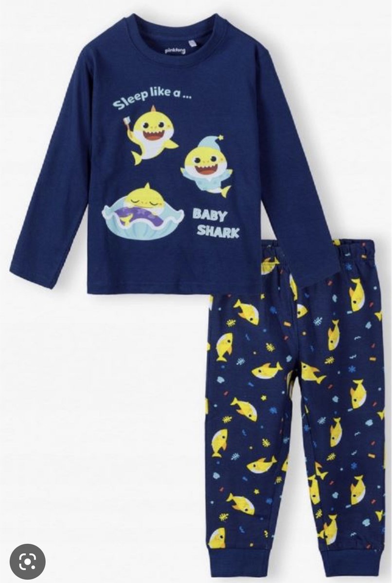 Baby Shark Pyjama Blauw Katoen Maat 92