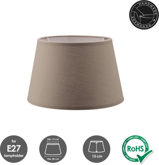 Home Sweet Home Stoffen lampenkap - Conisch - Taupe - 20x15x13 cm - E27