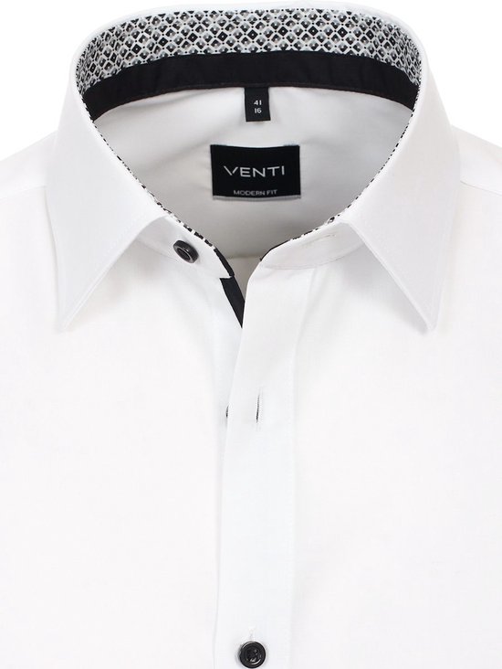 Wit Overhemd Heren Strijkvrij Modern Fit Venti 123942200-001 - L