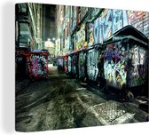 Canvas Schilderij Een steegje vol met graffiti in het Australische Melbourne - 80x60 cm - Wanddecoratie