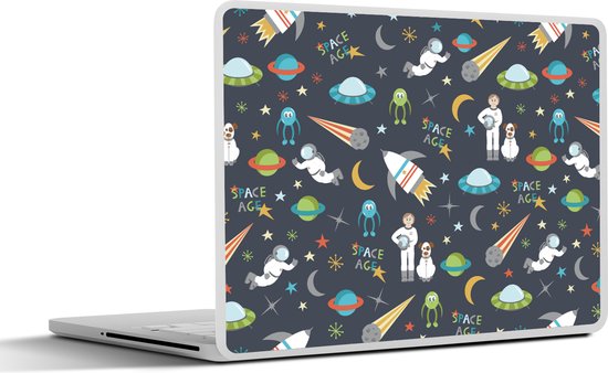 Laptop sticker - 11.6 inch - Astronaut - Ufo - Regenboog - Patronen - 30x21cm - Laptopstickers - Laptop skin - Cover