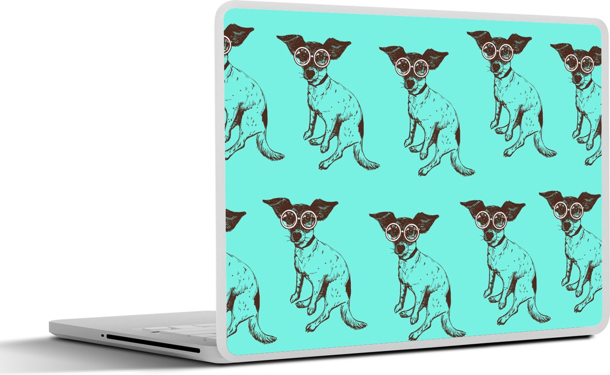 Laptop sticker - 12.3 inch - Jack Russell - Hond - Patronen - Bril - 30x22cm - Laptopstickers - Laptop skin - Cover