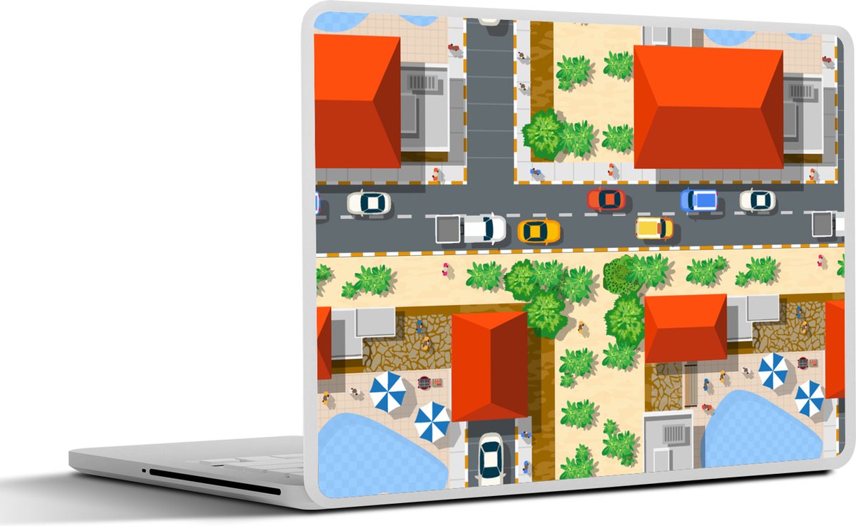 Laptop sticker - 14 inch - Auto - Patronen - Wegen - Steden - 32x5x23x5cm - Laptopstickers - Laptop skin - Cover