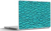 Laptop sticker - 10.1 inch - Zee - Japan - Blauw - Patronen - 25x18cm - Laptopstickers - Laptop skin - Cover