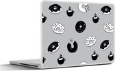 Sticker pour ordinateur portable - 11,6 pouces - Donut - Motifs - Café - Zwart et Wit - 30 x 21 cm - Autocollants pour ordinateur portable - Skin pour ordinateur portable - Housse