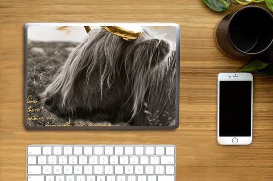 Sticker ordinateur portable - 11,6 pouces - Scottish Highlander - Vache - Or