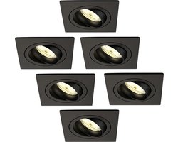 Ledvion - 6X LED Inbouwspot Sevilla - Dimbaar - 3W - 2700K - Ø92 mm - Zwart