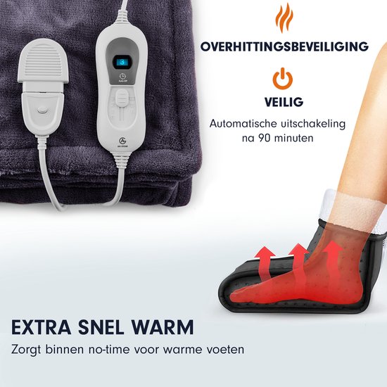 AG160 Elektrische voetenwarmer - Met Timer en Overhittingsbeveliging - 3 temperatuurstanden - Blauw