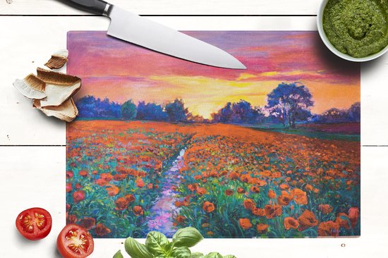 Planche à découper en Verres - 39x28 - Peinture - Nature - Fleurs - Peinture à l'huile - Planches à découper en Glas