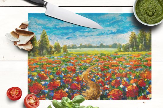 Planche à découper en Verres - 39x28 - Peinture - Peinture à l'huile - Fleurs - Nature - Planches à découper en Glas