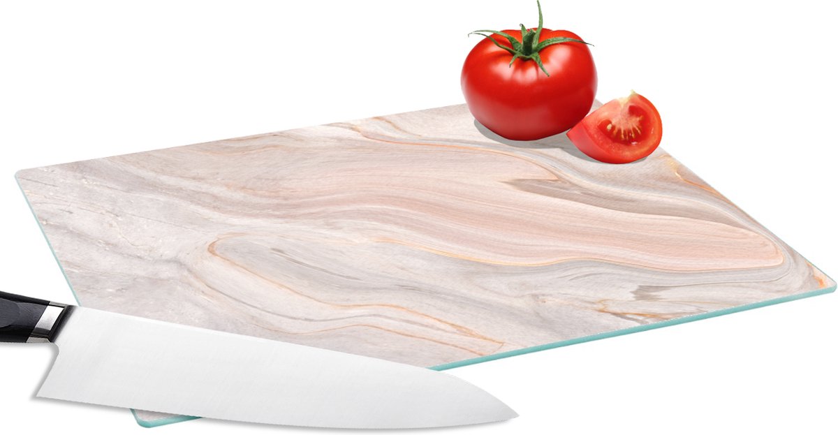 Glazen Snijplank - 28x20 - Marmer - Patroon - Pastel - Abstract - Marmerlook - Luxe - Snijplanken Glas