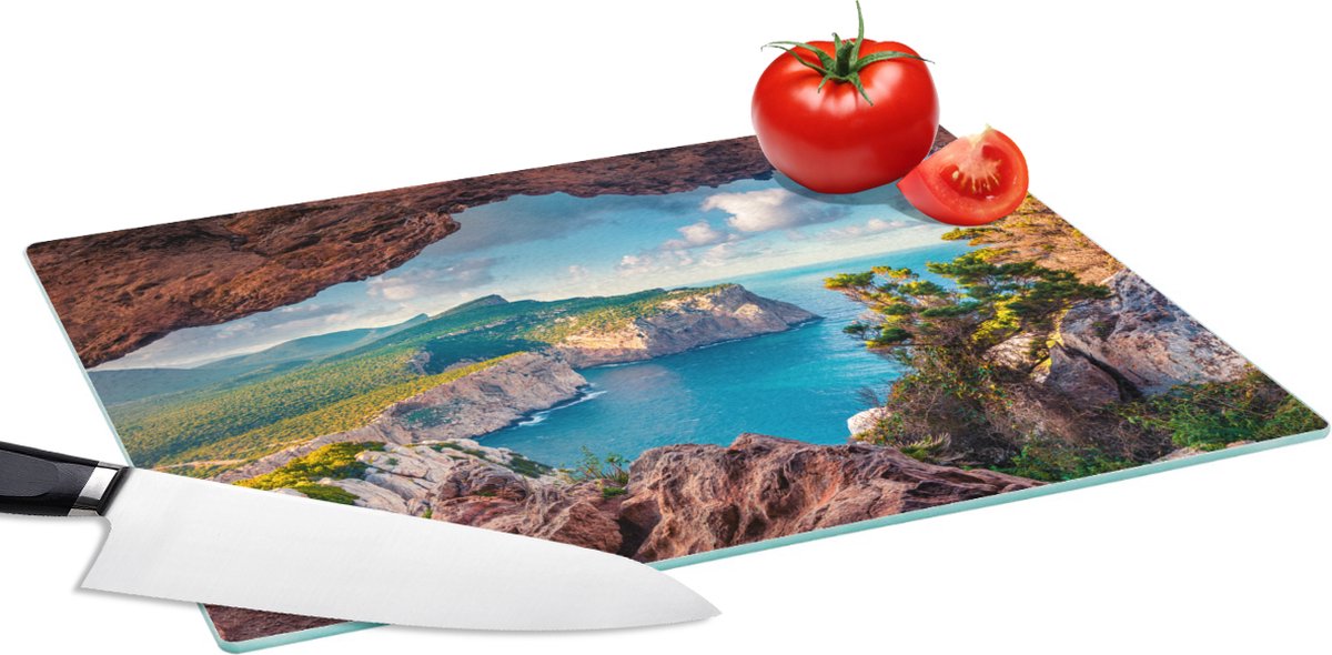 Glazen Snijplank - 39x28 - Grot - Natuur - Zee - Landschap - Snijplanken Glas