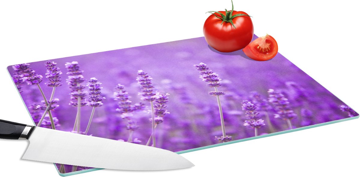 Glazen Snijplank - 39x28 - Lavendel - Close-up - Bloemen - Paars - Snijplanken Glas
