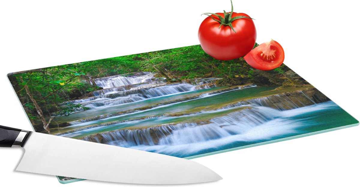 Glazen Snijplank - 28x20 - Waterval - Bomen - Natuur - Water - Jungle - Snijplanken Glas