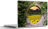 Laptop sticker - 12.3 inch - Doorkijk - Bloemen - Zonnebloem - 30x22cm - Laptopstickers - Laptop skin - Cover