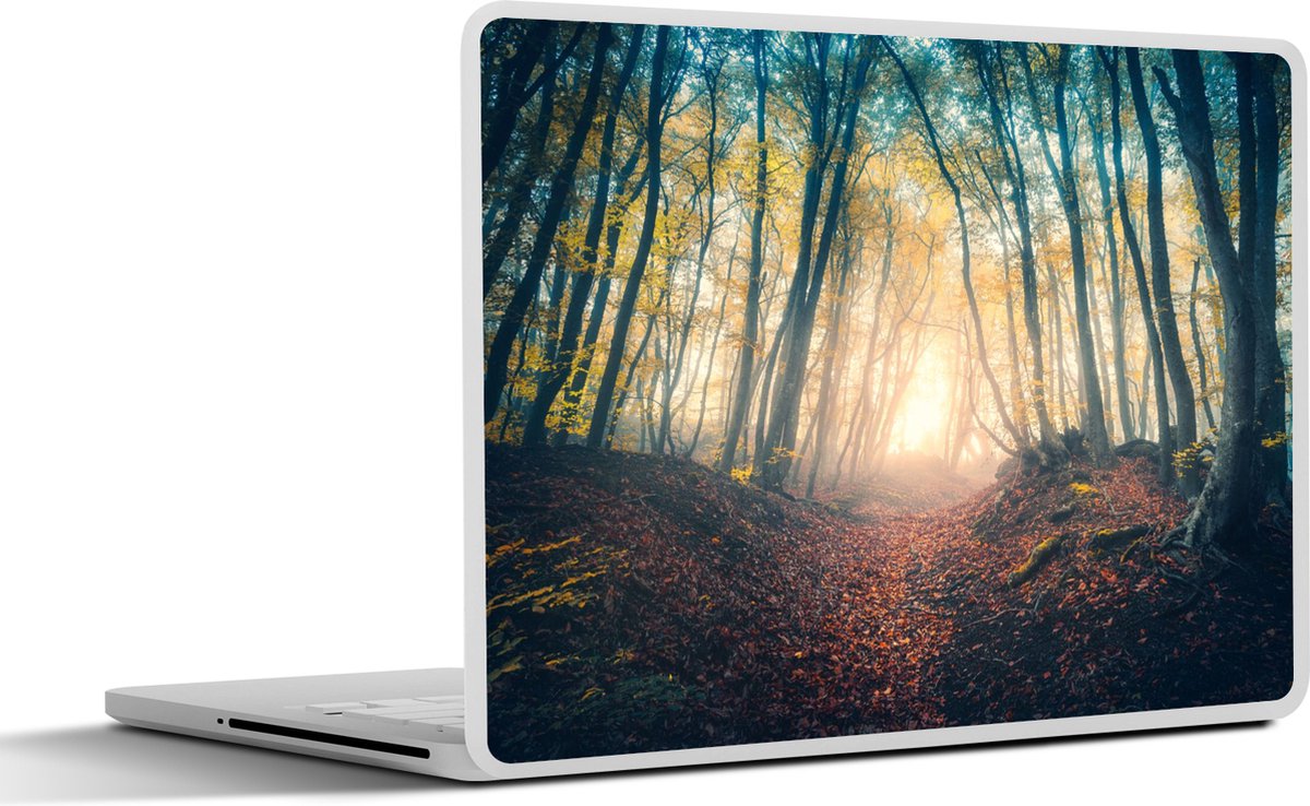 Laptop sticker - 12.3 inch - Bos - Mist - Zon - Herfst - 30x22cm - Laptopstickers - Laptop skin - Cover