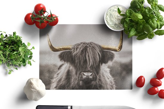 Planche à découper en Verres - 28x20 - Scottish Highlander - Zwart - Wit - Or - Planches à découper en Glas