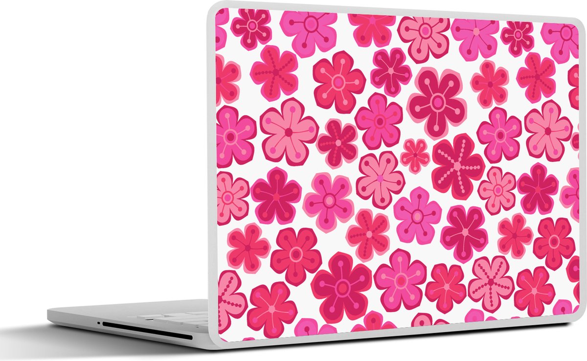 Laptop sticker - 15.6 inch - Bloemen - Roze - Patronen - 36x27,5cm - Laptopstickers - Laptop skin - Cover
