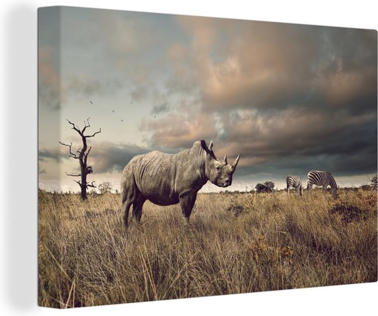 Animaux africains sur la savanne Toile 60x40 cm - Tirage photo sur toile (Décoration murale salon / chambre)