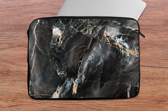 Housse ordinateur 13 pouces - Marbre - Zwart - Or - Motif - Housse ordinateur