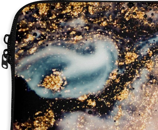 Housse pour ordinateur portable 13 pouces - Effet marbre - Or - Zwart - Glitter - Chic - Dimensions internes : 32 x 22,5 cm - Dos noir