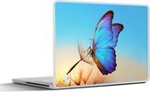 Laptop sticker - 14 inch - Vlinder - Paardebloem - Blauw - 32x5x23x5cm - Laptopstickers - Laptop skin - Cover